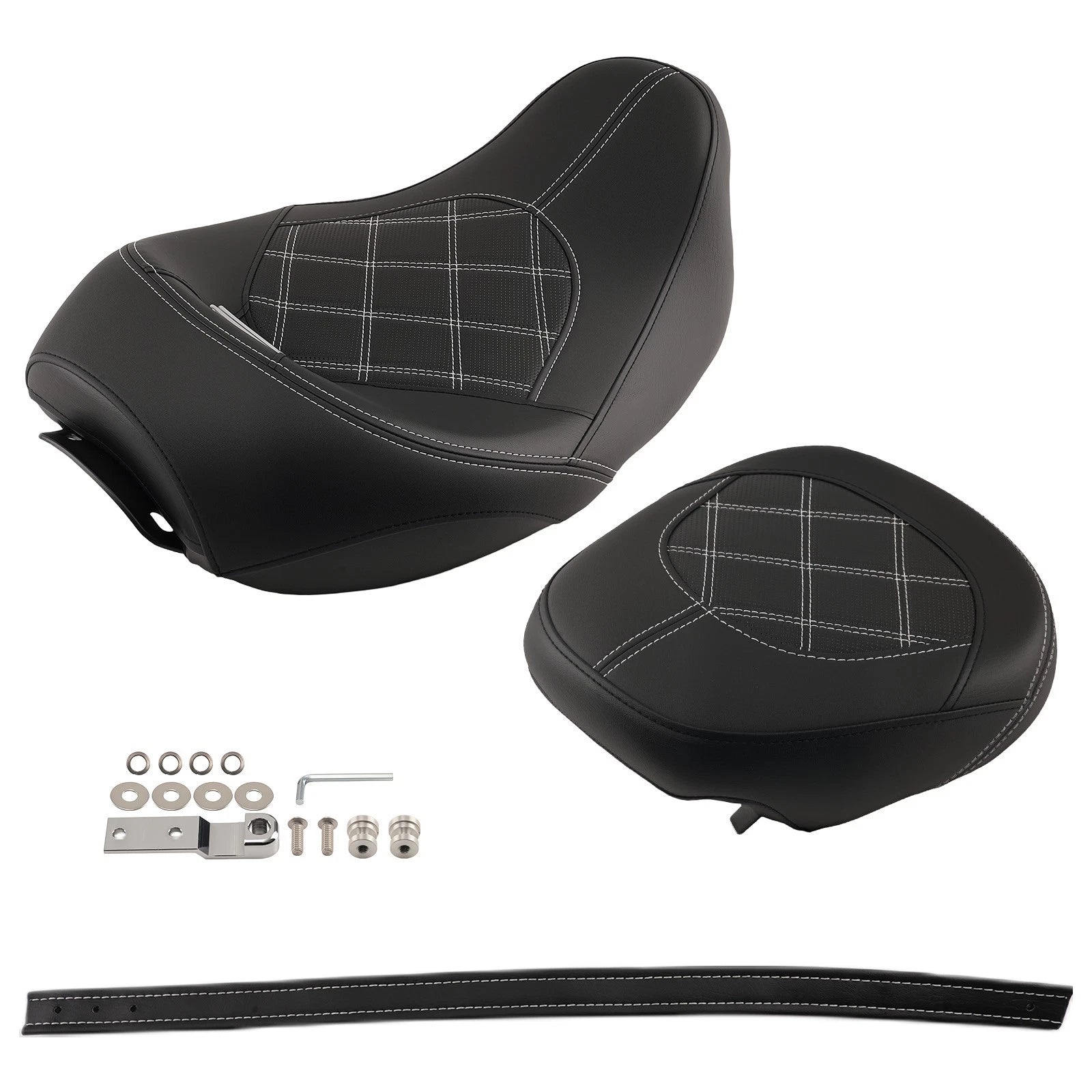 Black PU Leather Seat Set for Harley Touring (2009–2023)