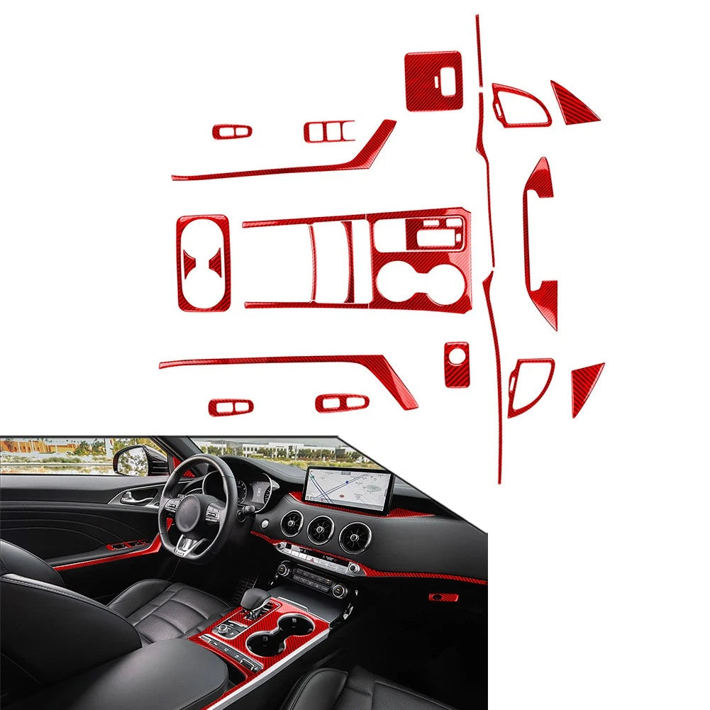 25 Piece Carbon Fiber Interior Fairing Set for Kia Stinger (2018–2023)