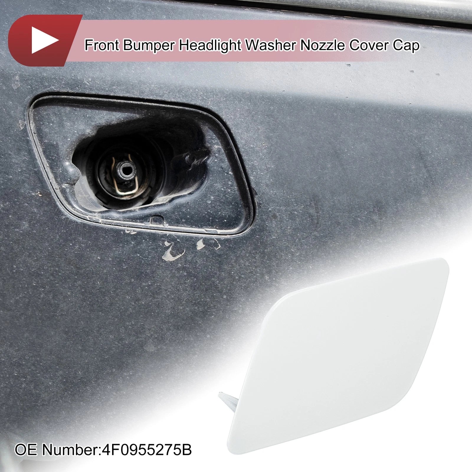Front Left Washer Nozzle Cover Cap for Audi A6 (2009–2010) 1 Pcs White
