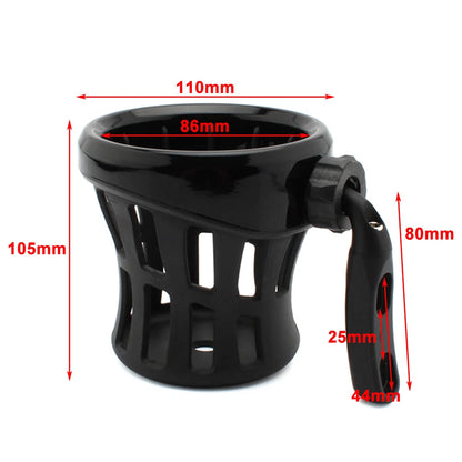 Motorcycle Handlebar Cup Holder Drink W/ Mesh Basket Mount Universal Black
