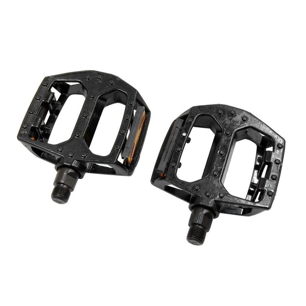Cycling Bicycle Pedals Flat Reflector Nonslip for Black Alloy (2 Pcs)