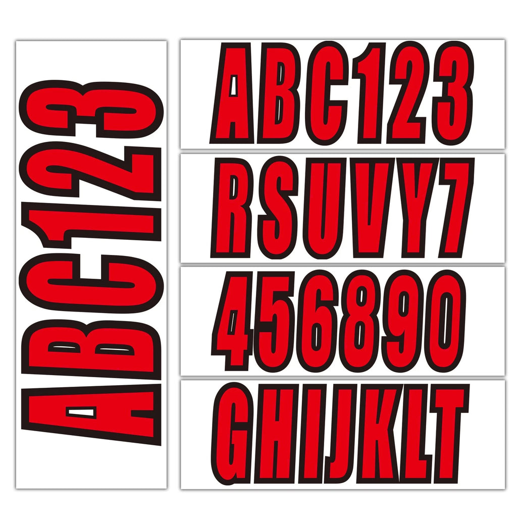 3" Boat Registration Letters & Numbers Decals A-Z 0-9 Red