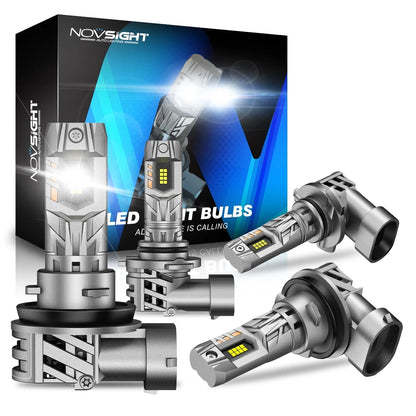 4X 9005 H11 LED Headlight Bulbs Kit for NOVSIGHT (180W, 40000LM, 6500K)