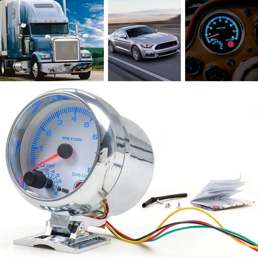3" Tachometer Gauge for Car with Blue LED Lighting (Universal)