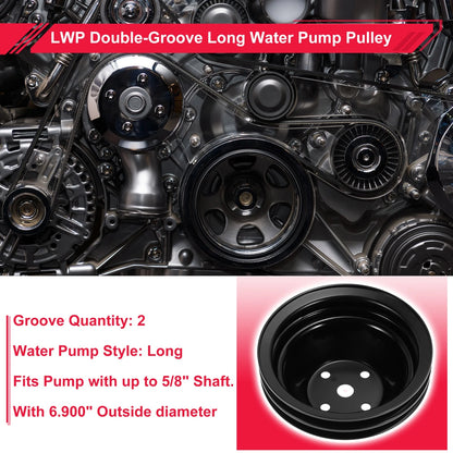 Water Pump Pulley Double Groove LWP for Chevy SBC 262 265 267 (1965–1975)