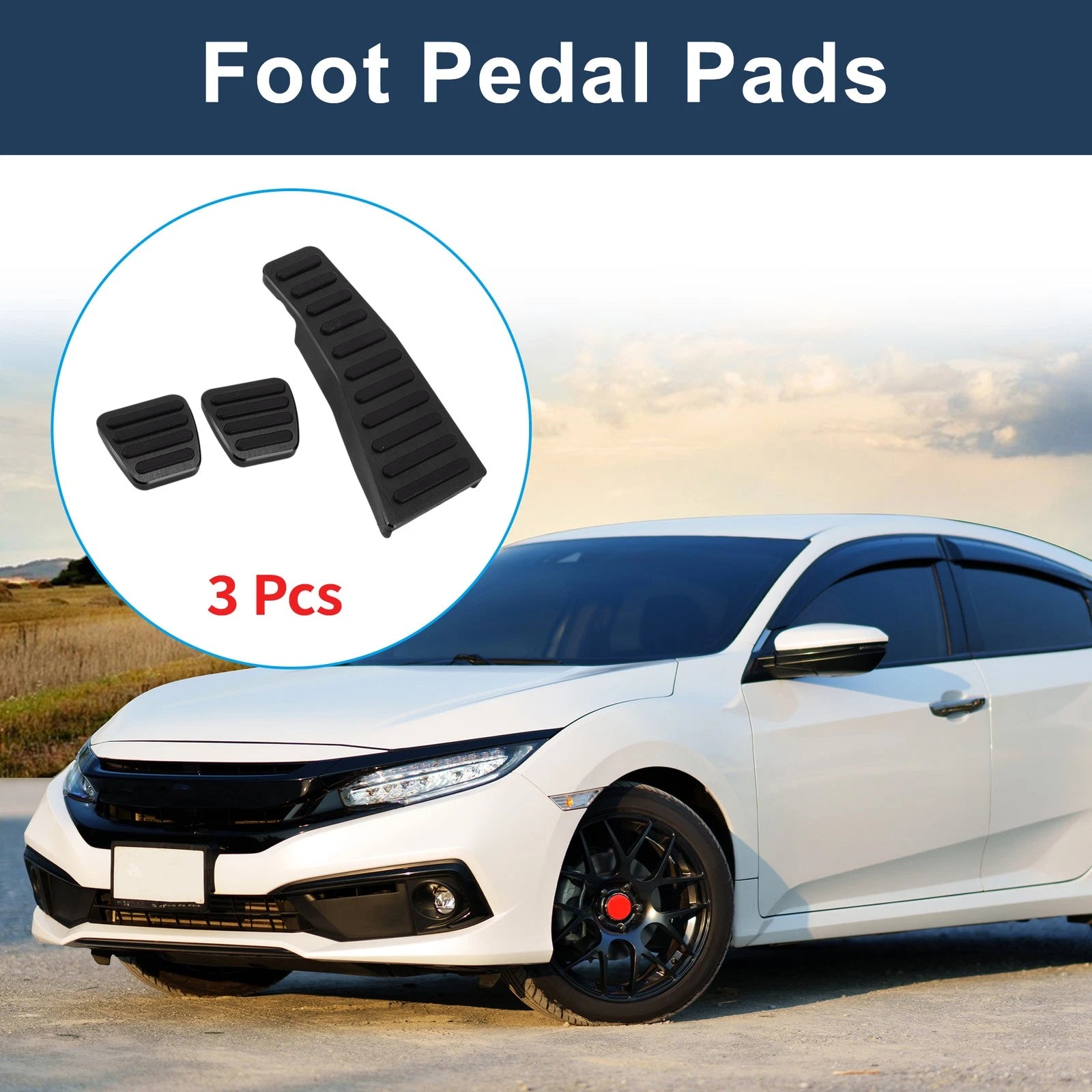 3 Pcs Manual Foot Accelerator Pedal Covers Replacement for Honda Civic (2006–2009)