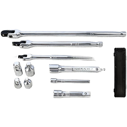 10 Pc Swivel Bar Wrench Kit Includes Adapter Sockets for 1/4 3/8 1/2 Inch Tools