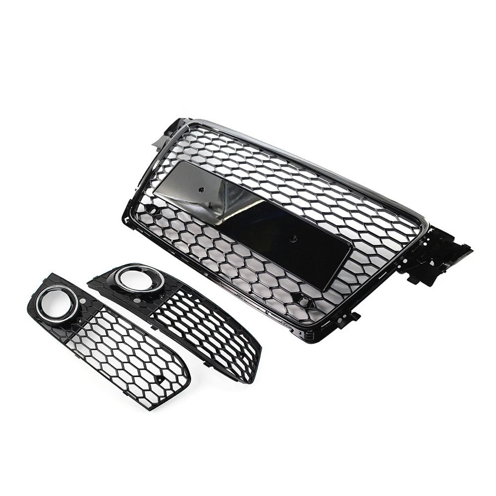 Front Grill Set with Honeycomb Fog Light Covers for Audi A4 (2009–2012)