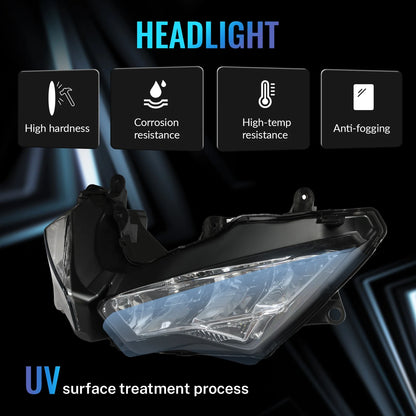 LED Front Headlight Assembly & Fairing Stay Bracket for Kawasaki Ninja 650 (2020–2025)