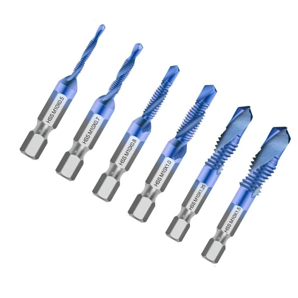 6pcs HSS Drill Tap Bit Set Metric Thread for Wood Soft Metals