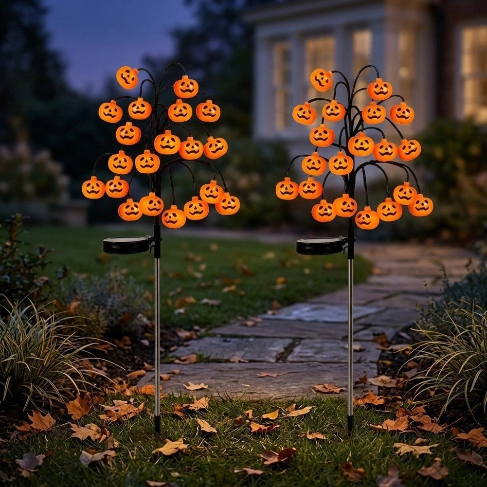 Solar Pumpkin Lights for Halloween Decor (Solar Powered)