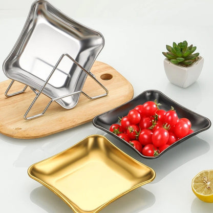Set of 2 Stainless Steel Fruit Plates for Kitchen Counter