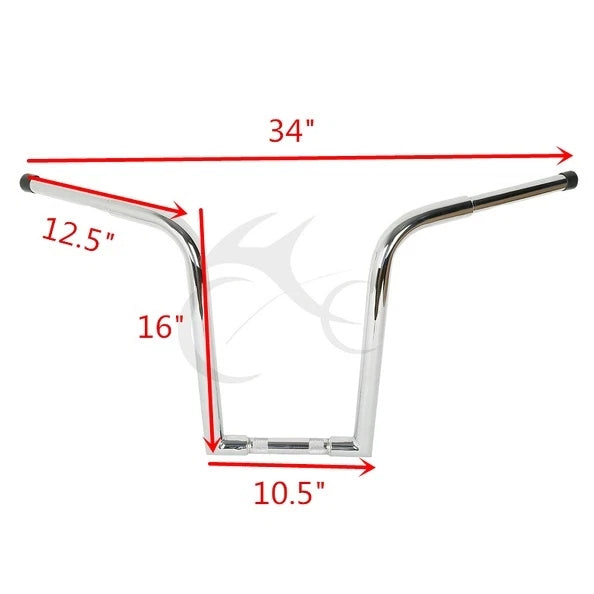 Chrome 16" Rise Ape Hanger Handlebar for Harley Sportster (Custom)