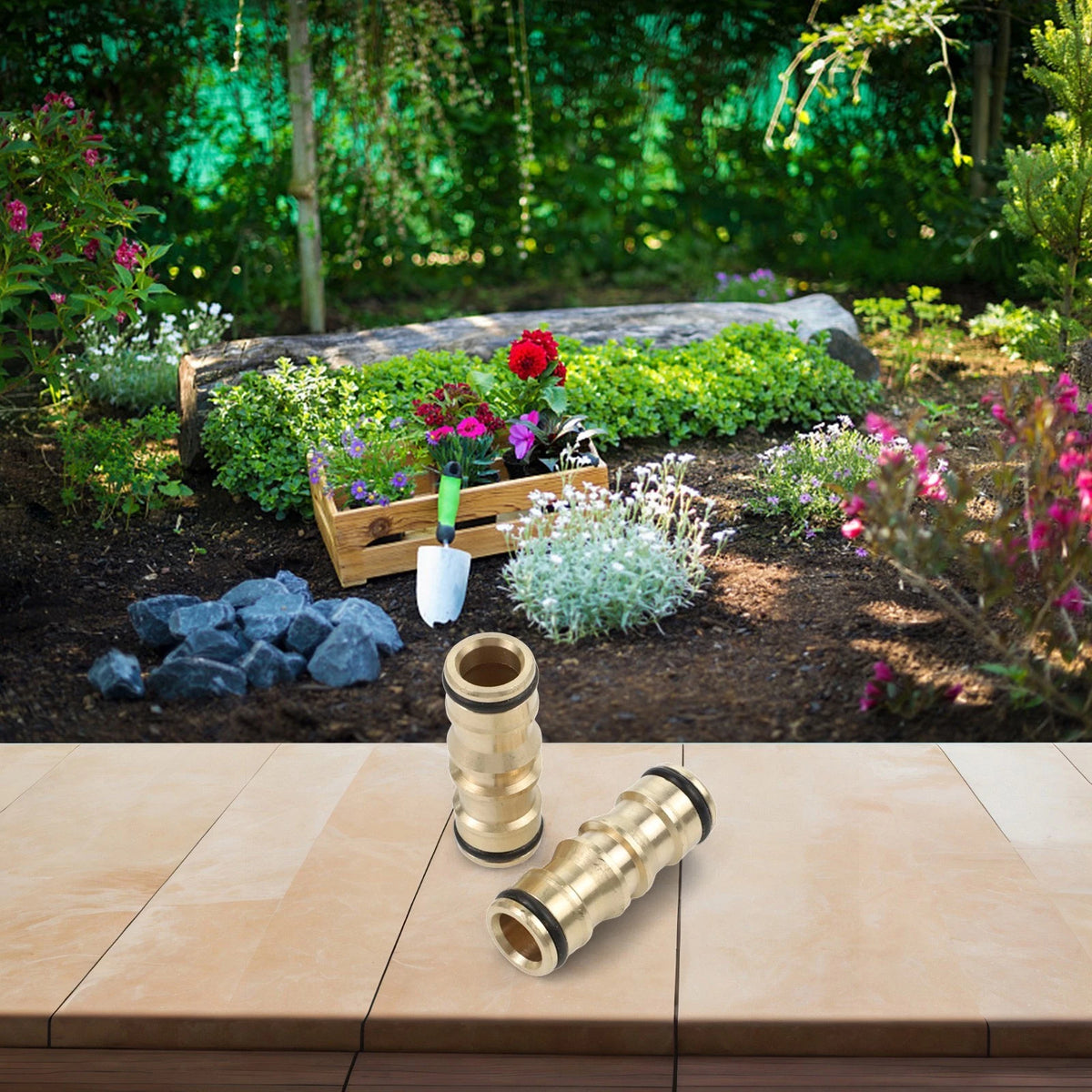2X Solid Brass Garden Hose Tap Connectors for Quick Connections