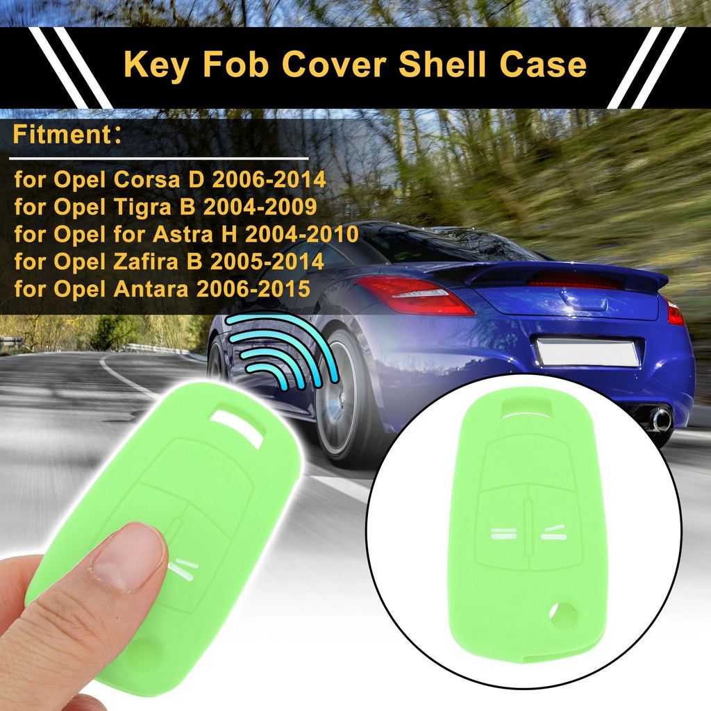 Green Silicone Car Key Case for Opel Corsa D (2006–2014) - 2 Buttons