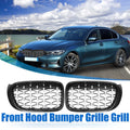Pair Front Hood Bumper Grille for BMW X3 (2014–2017) Diamond Star Black