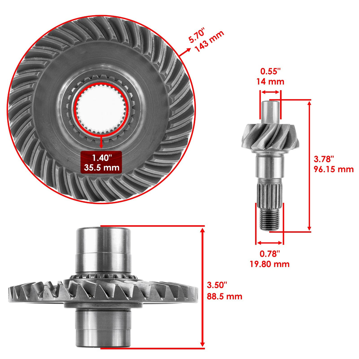 Rear Differential Gear Kit Replacement for Honda (2002–2011)