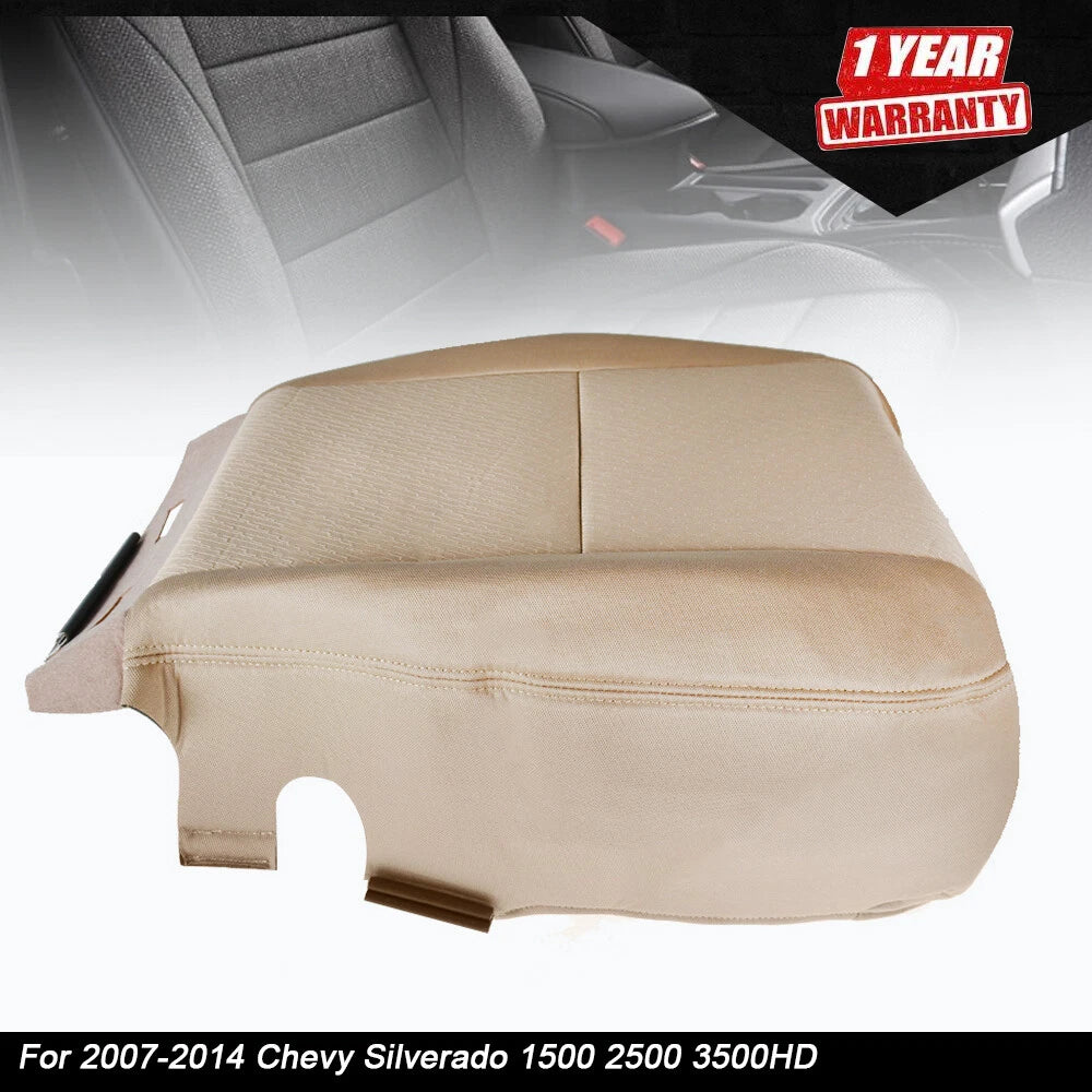Driver Bottom Seat Cover Cloth Beige for Chevy Silverado 1500 2500 3500HD (2007–2014)