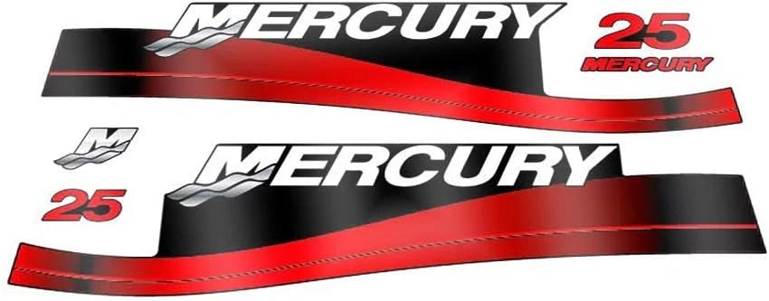 Set of 2 Marine Outboard Decals for Mercury FourStroke 25 HP (Red)
