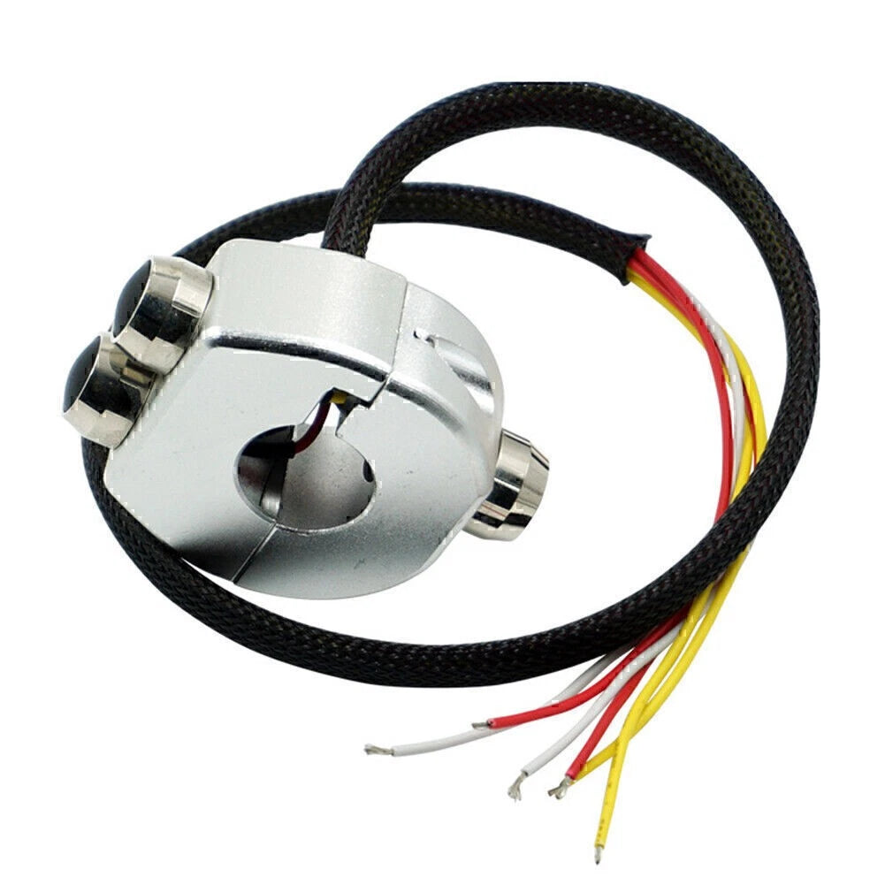 7/8" 22MM Motorcycle Handlebar Silver Switch Self Latch / Momentary Button 12V