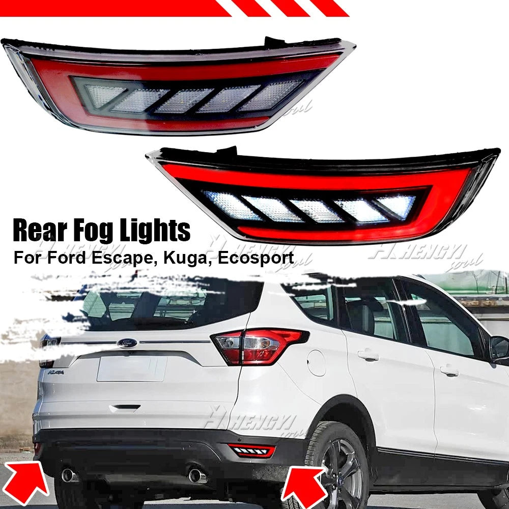 2X LED Rear Bumper Reflector Tail Brake Fog Light for Ford Kuga Escape Ecosport (2013–2020)
