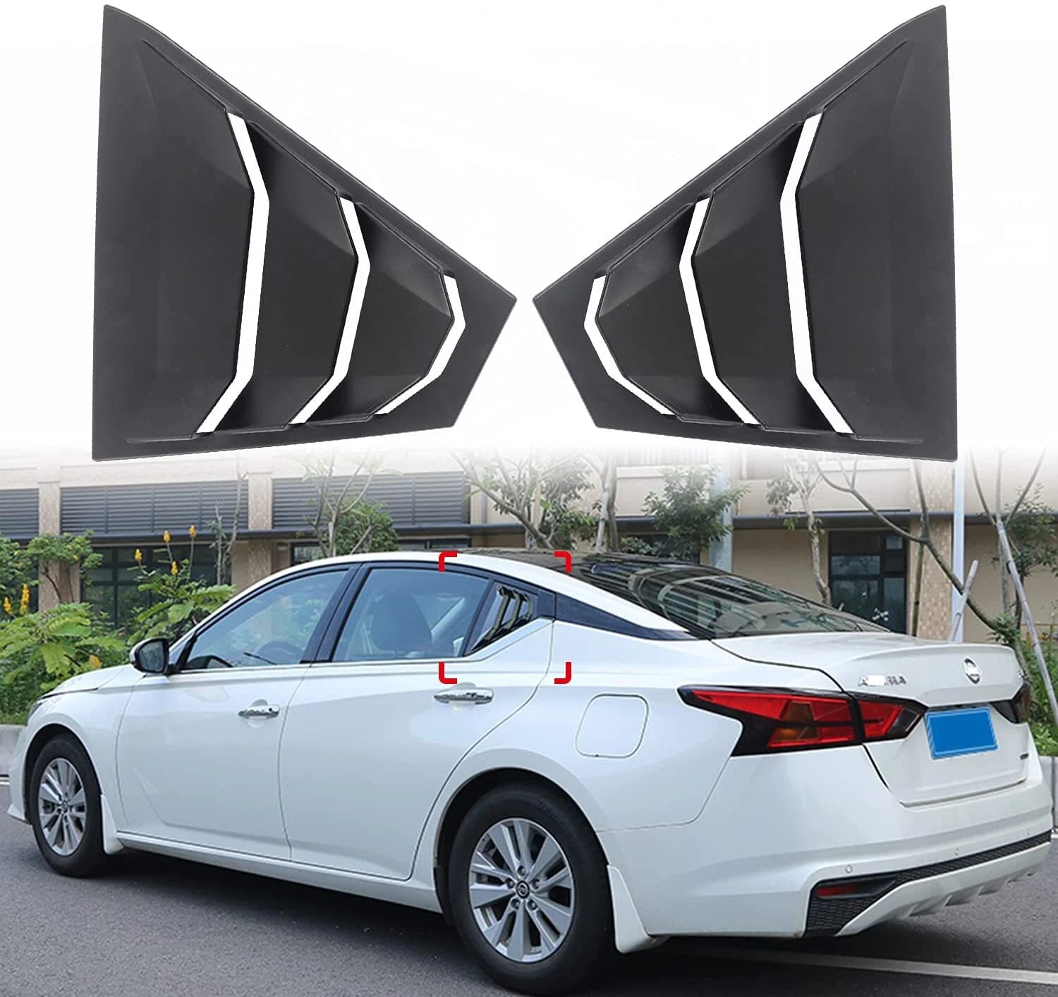 Side Window Louvers Cover Trim for Nissan Altima (2019–2023) Gloss Black Pair