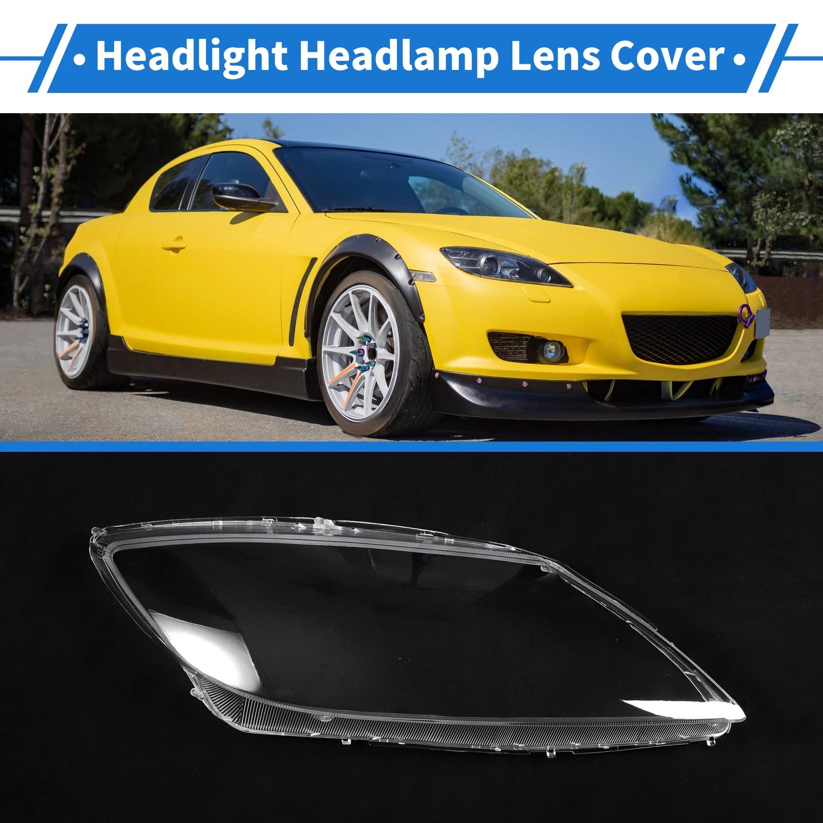 1 Pcs Headlight Lens Cover for Mazda RX-8 (2004–2011) PC Clear