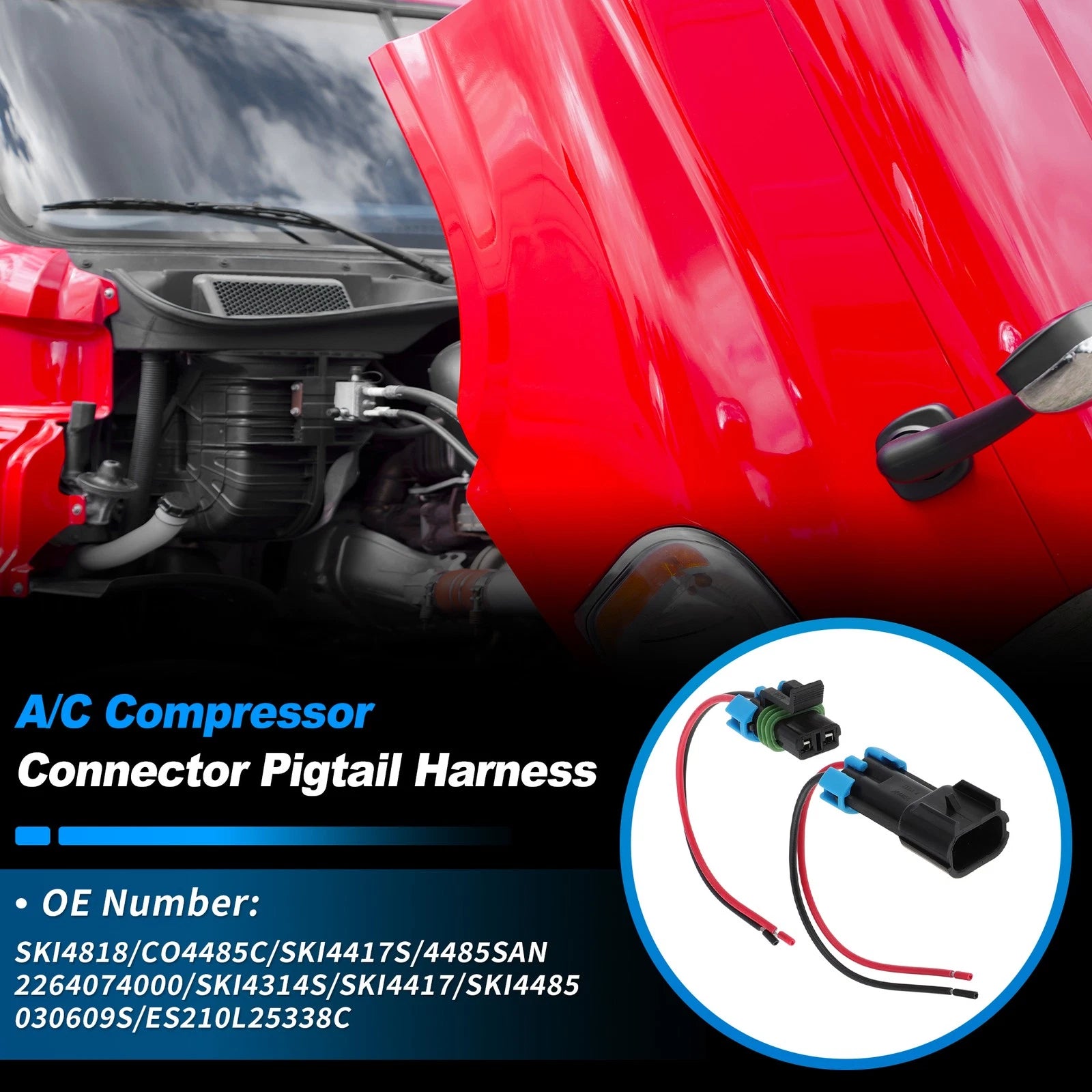 A/C Compressor Connector Pigtail Harness for Freightliner Columbia (2000–2009)