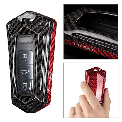 Carbon Fiber Key Fob Cover Case Shell fit Audi A6 A7 A8 Q8 Red Black