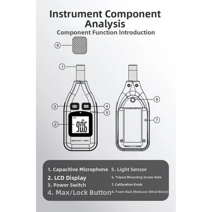 Digital Noise Meter 30-130dBA for Low-light Conditions