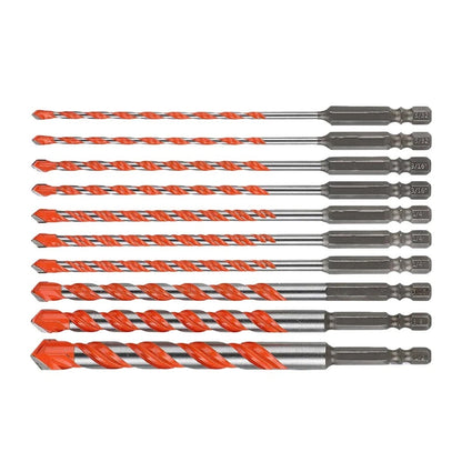 10 Piece Drilling Bits Set for Concrete, Glass Tile, Brick Cutting