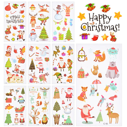 10 Sheets Waterproof Christmas Temporary Tattoos for Kids