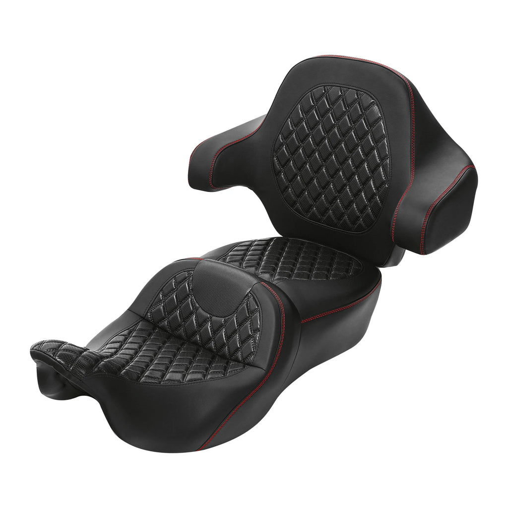 Seat Backrest Pad for Harley Touring (2014–2023) Black Red