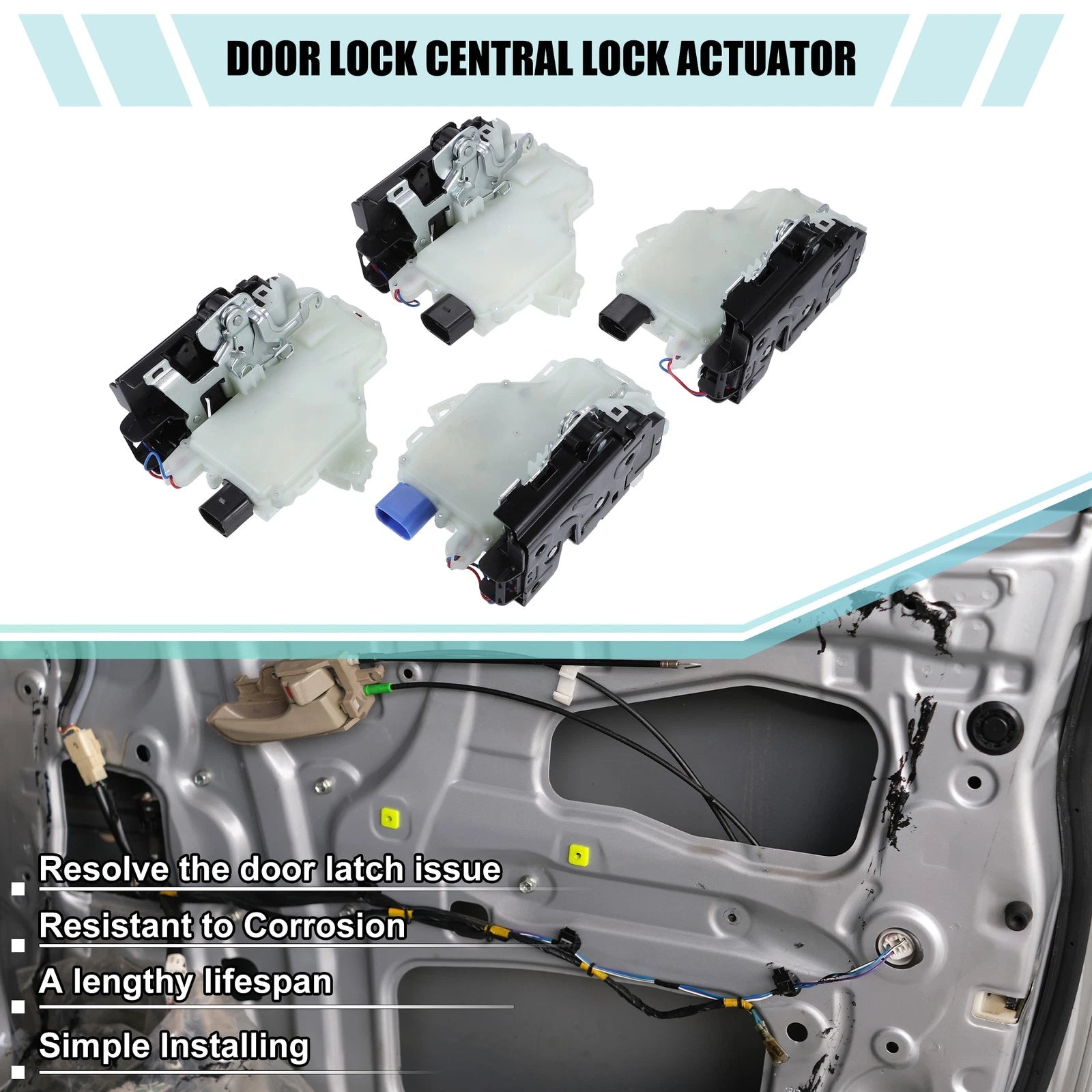 Door Latch Actuator Left Right Front Rear Pair for Volkswagen GTI (2006–2009)