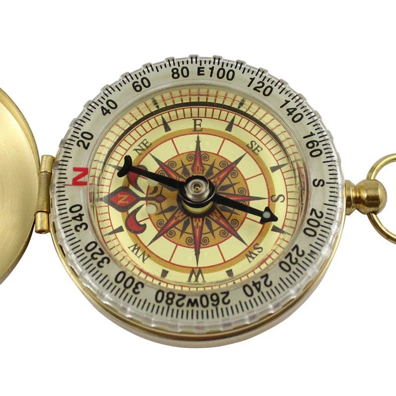 Luminous Brass ABS Military Compass Keychain for Outdoor Camping