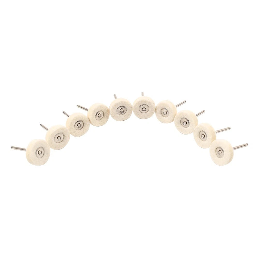 10pcs Wool Felt Polishing Buffing Wheel Discs for Rotary Tool (3mm Shank)