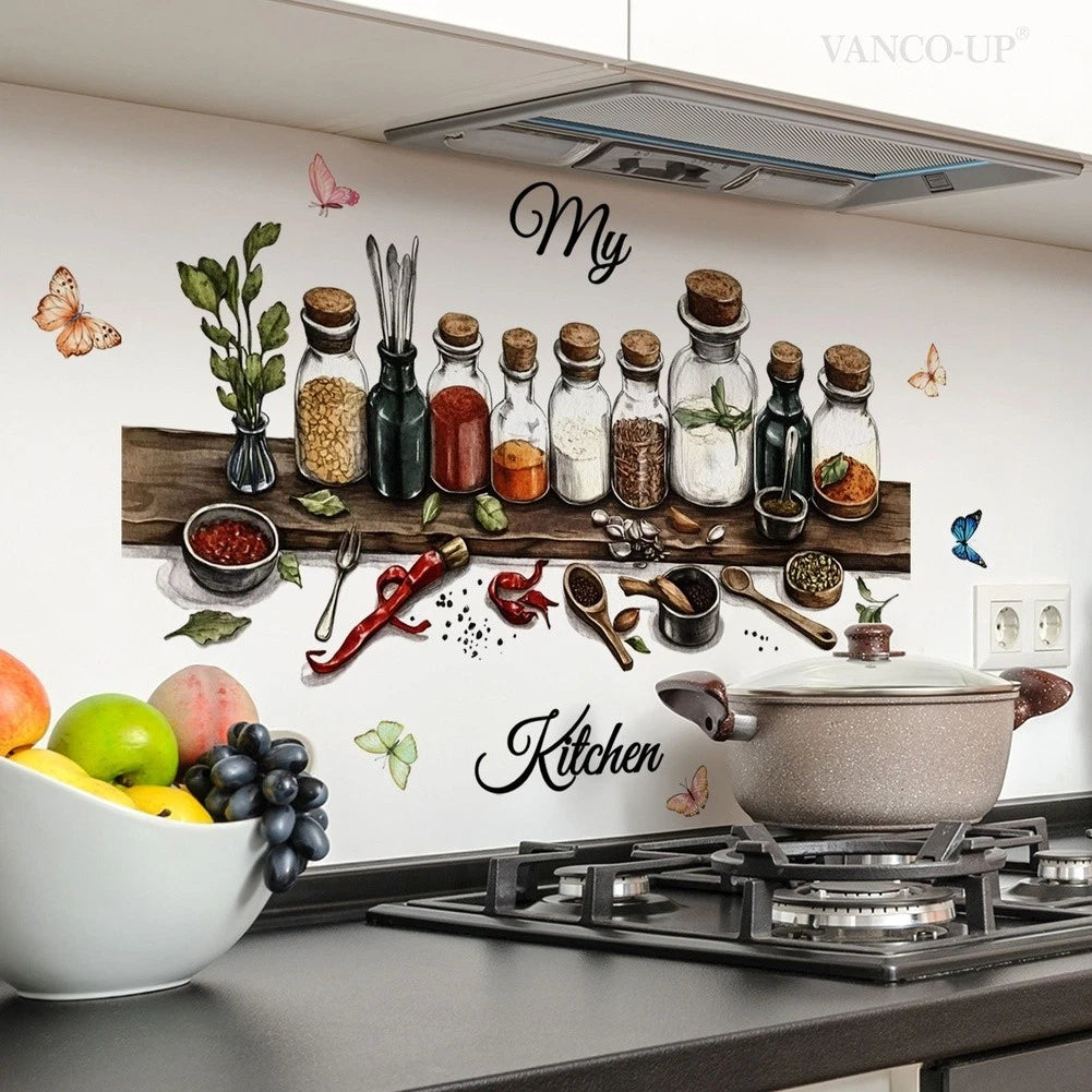2X PVC Self-Adhesive Kitchen Wall Stickers for Kitchen Decor