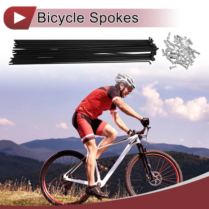 Bicycle Spokes Set 253 mm 14G Carbon Steel Black for 14G Wheels (All Years)