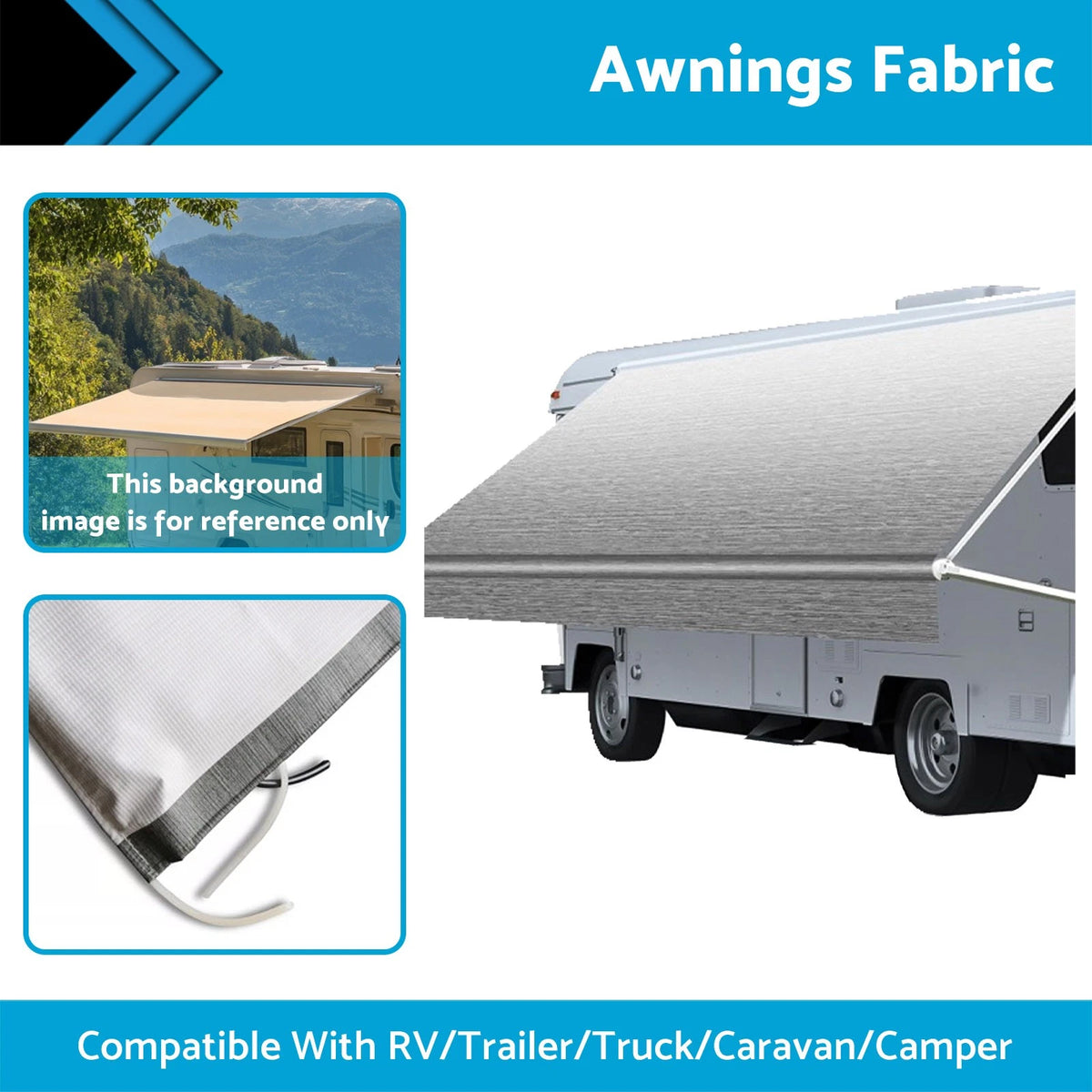 Awning Fabric for Camper Caravan RV (15 FT, Gray Fade, PVC, UV Resistant)