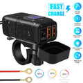 Dual USB Fast Charger Adapter with Voltmeter for Motorcycle (12V)