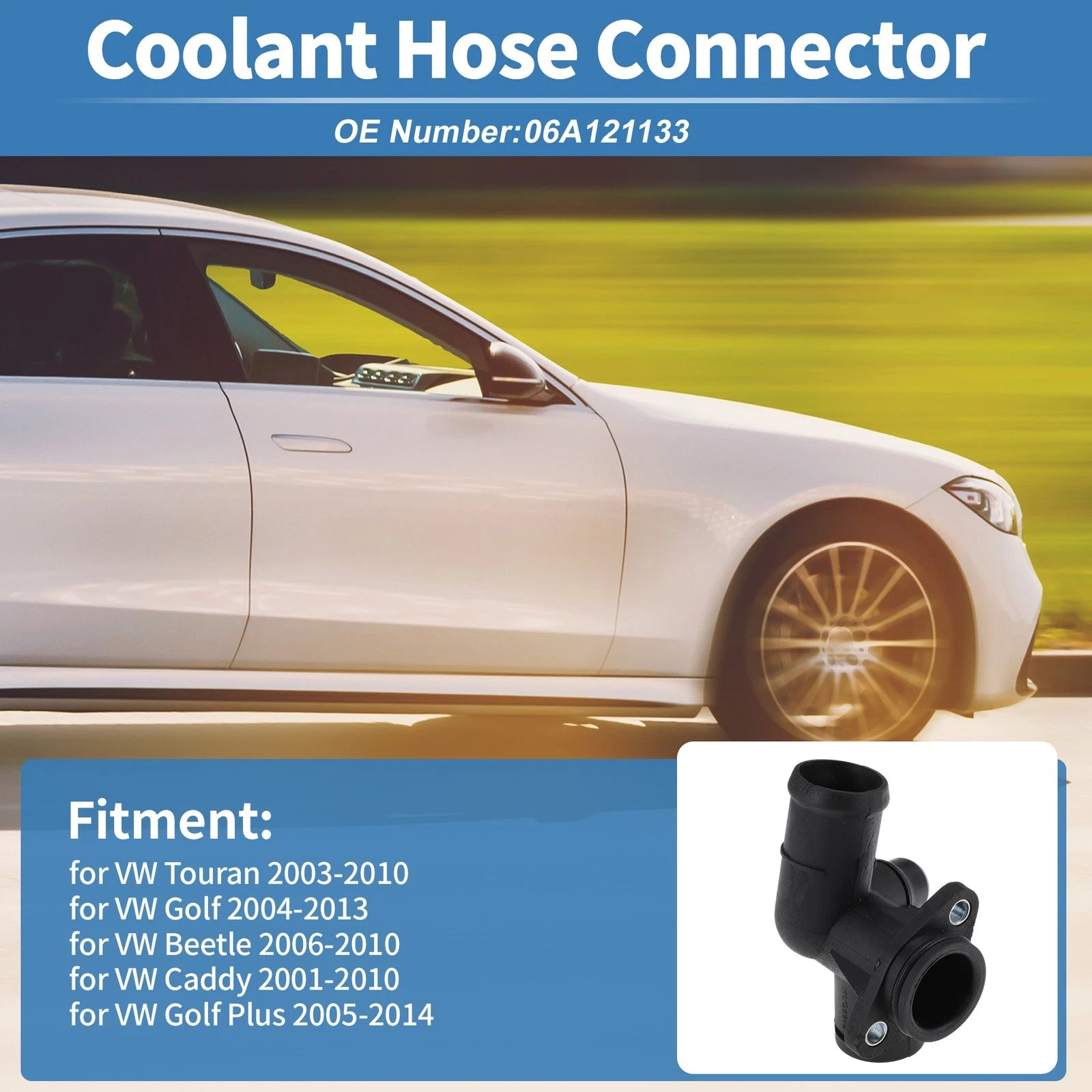 Engine Coolant Hose Connector for VW Touran 2003–2010 Plastic OEM Replacement