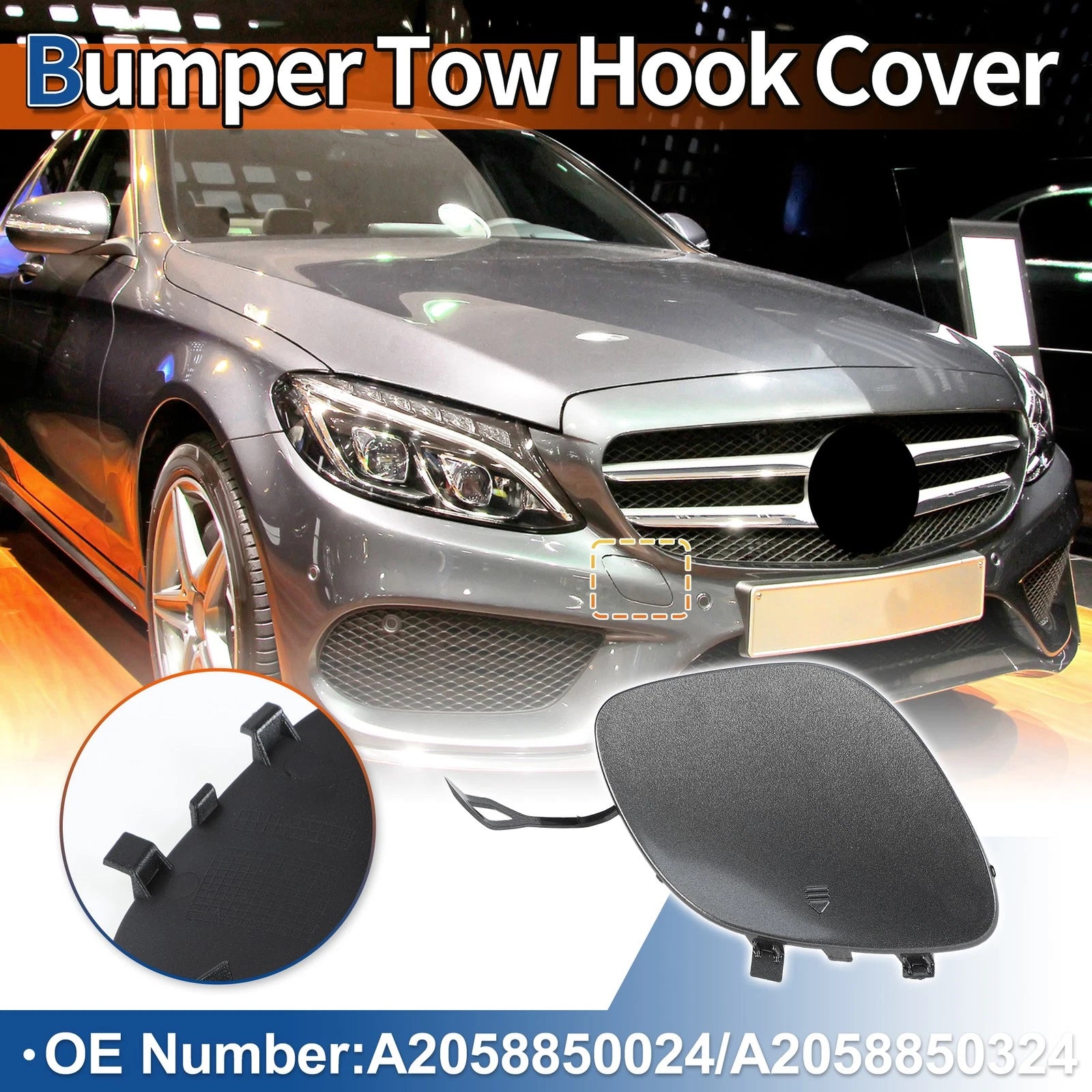 Front Tow Hook Cover Replacement for Mercedes-Benz C300 (2015–2018)