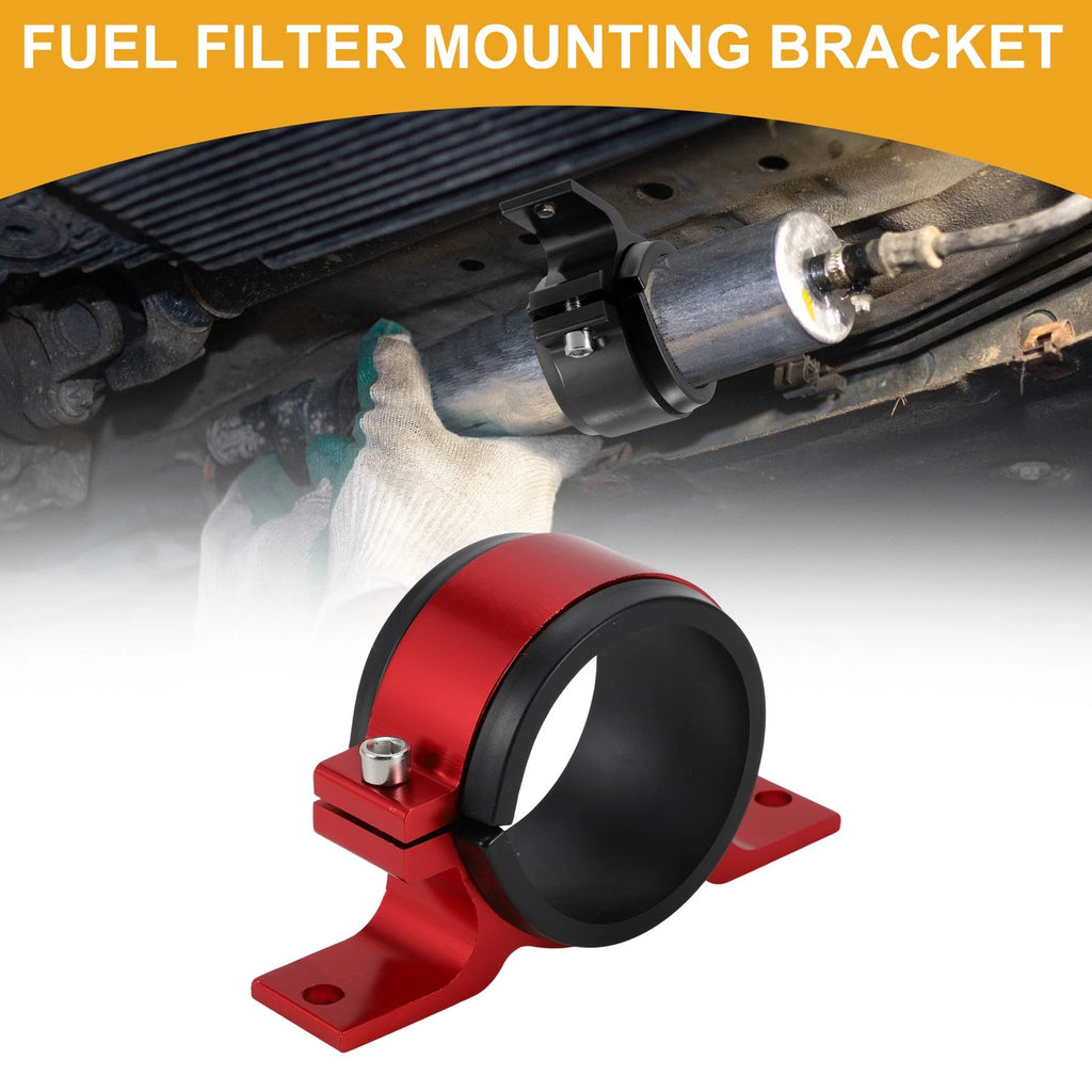 Fuel Filter Mounting Bracket for Universal Vehicles (58mm) - Aluminum Red