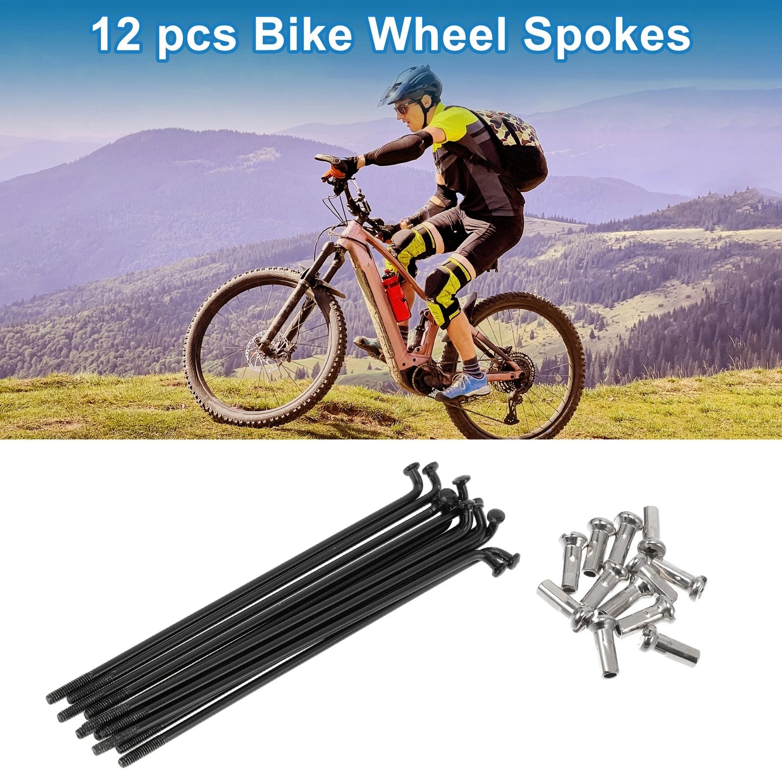 Bicycle Spokes Nipple 304 Stainless Steel Black Replacement for Universal (14G)