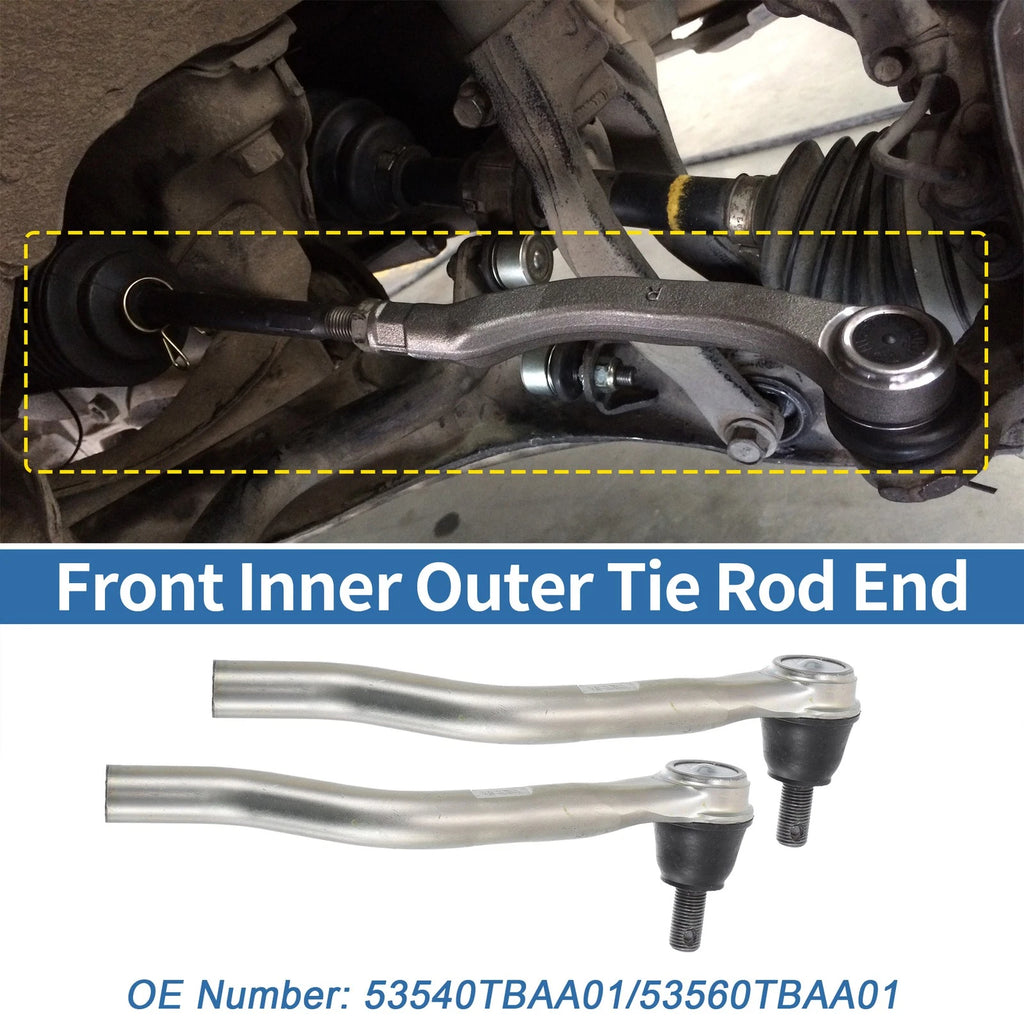 2PCs Front Outer Tie Rod End Links for Honda Civic (2001–2005)