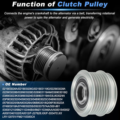 Alternator Freewheel Pulley Replacement for Audi A3 TT Volkswagen Golf Eos Beetle (2003–2015)