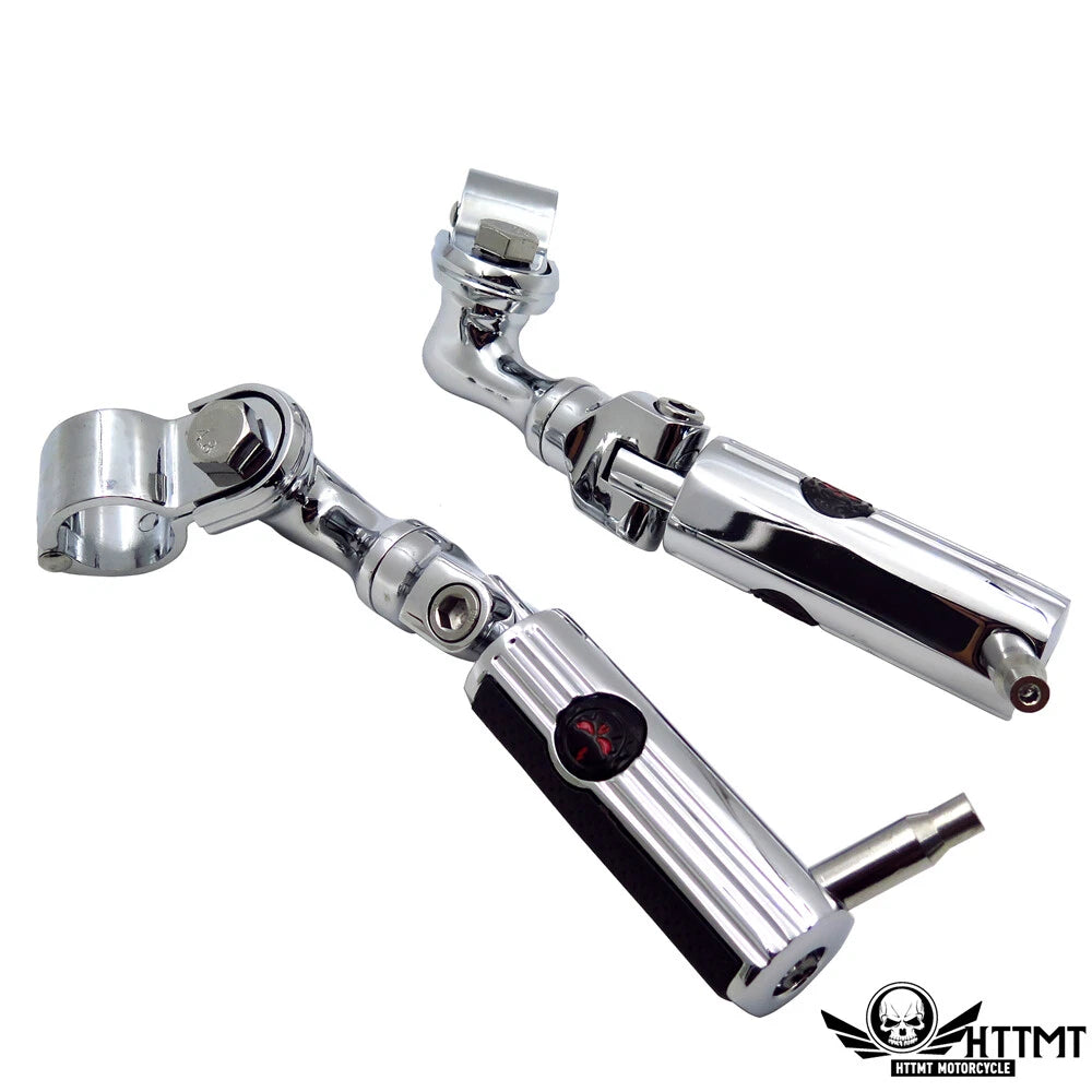 Chrome Gear Skull Footpeg Mount Kit for Defiance 1.25" Engine Guard (3")