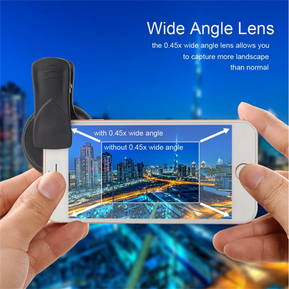 2X Mobile Phone Lens 0.45X Wide Angle & 10X Macro for Smartphones