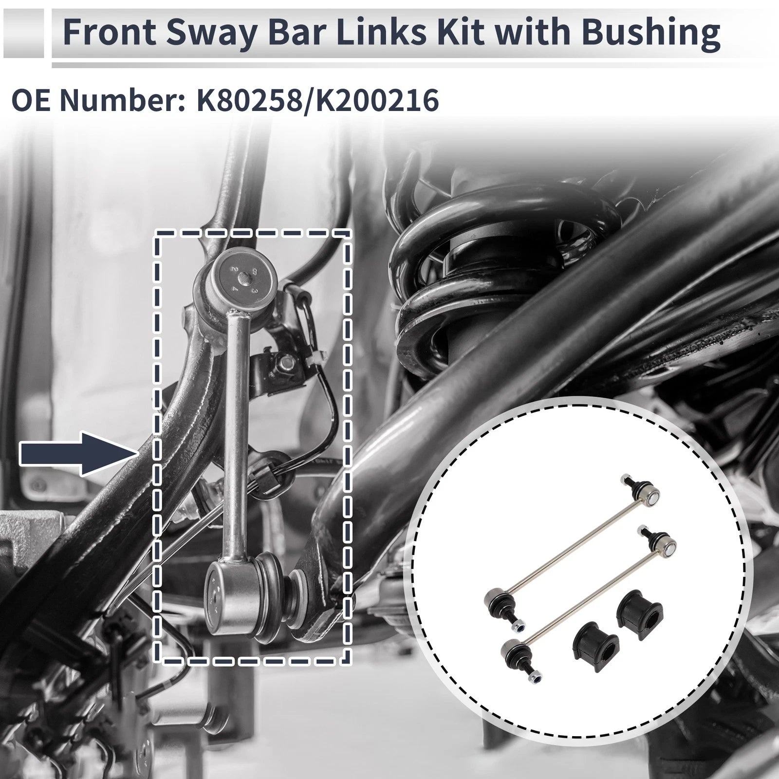 Front Stabilizer Bar Links with Bushings 2Pcs for Jeep Patriot (2011–2017)