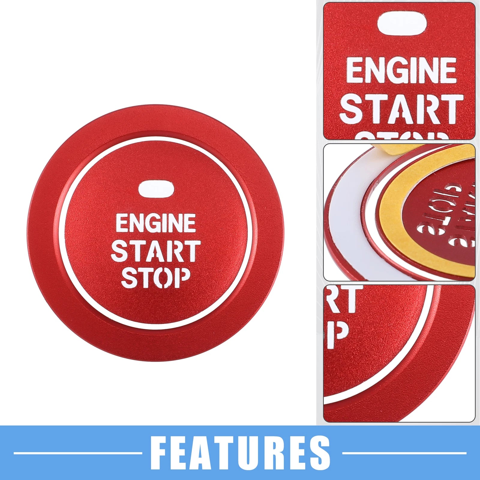 Engine Ignition Button Decal for Hyundai Sonata (2011–2014) Aluminum Red